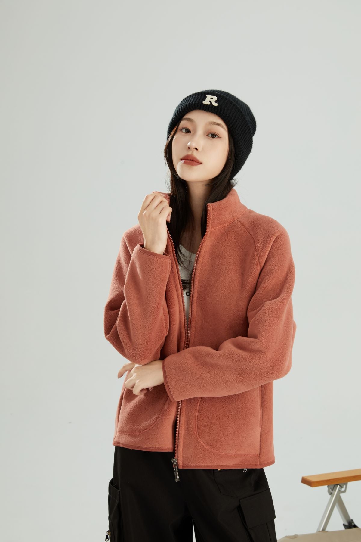 Cozy Lambswool Stand Collar Short Cardigan Jacket