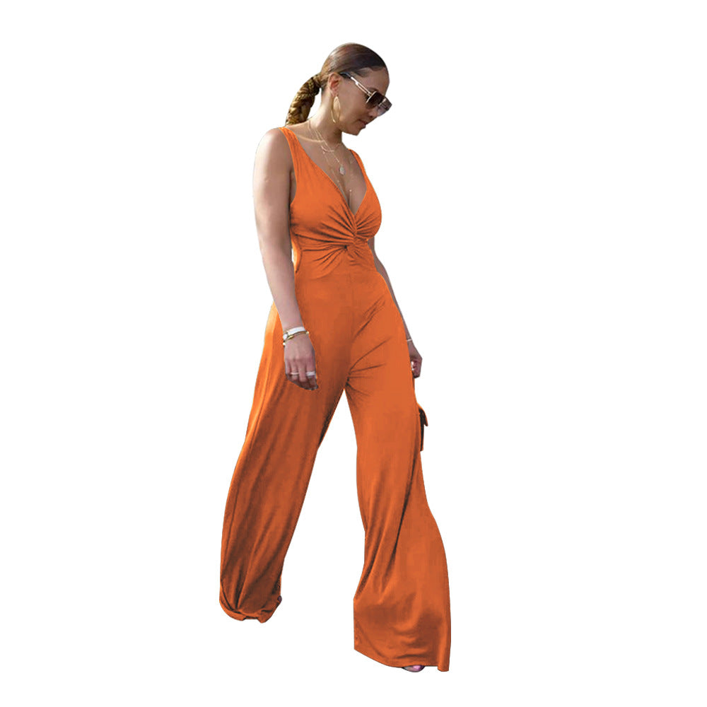Sexy Deep V-neck Backless Sleeveless Jumpsuit