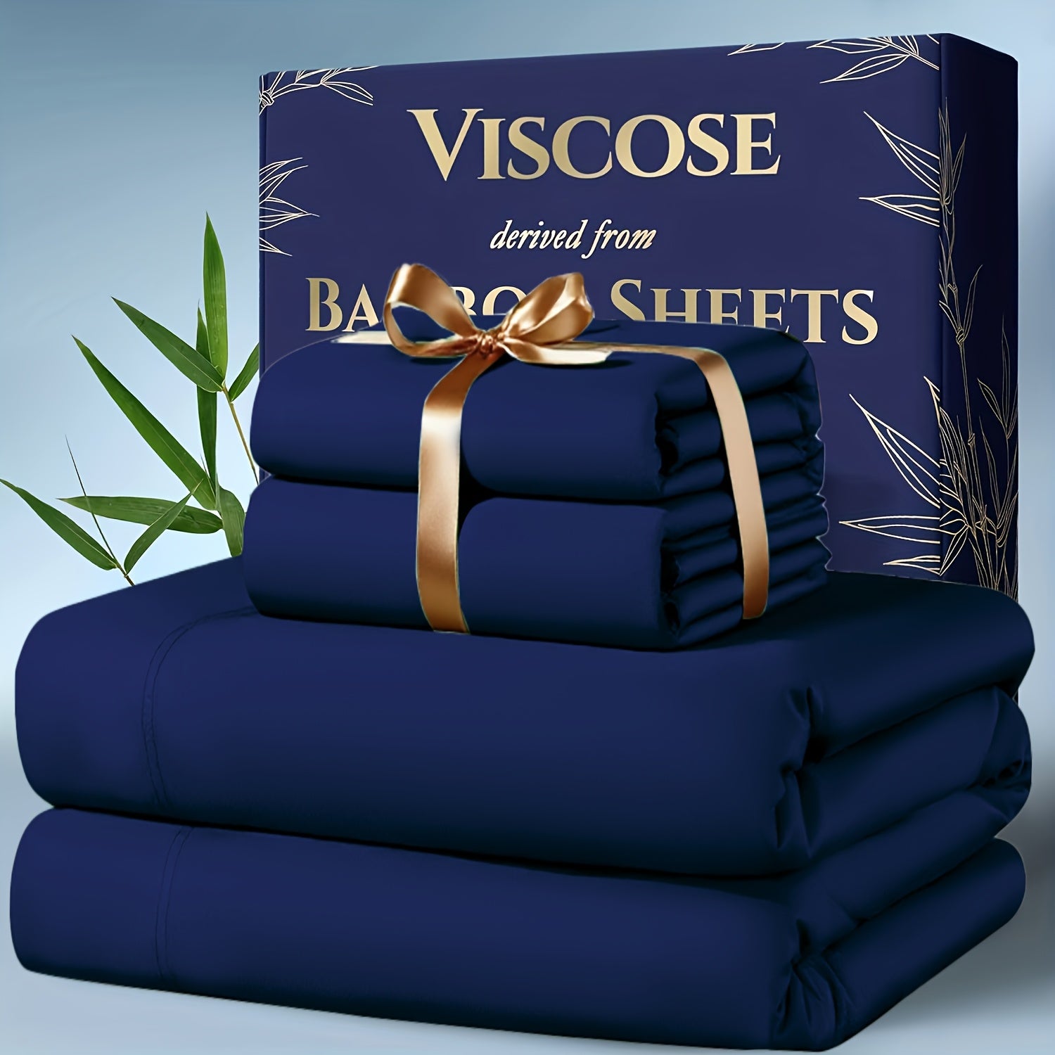 Bamboo Cooling Bedding Set – 4 Pieces (Pillowcase, Flat Sheet, Fitted Sheet) with Extra Deep Pocket, Breathable, Queen & King