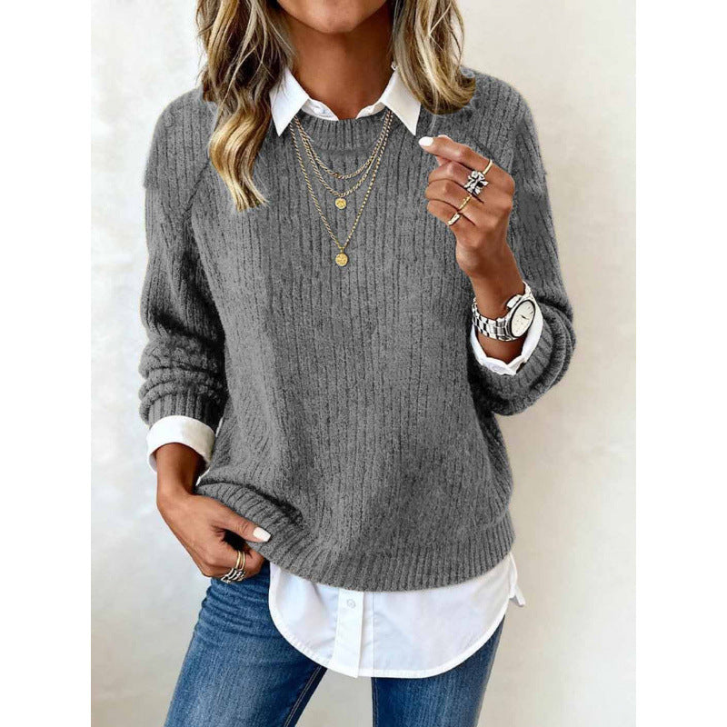 Fallwinter Long-sleeve Crew-neck Casual Sweater