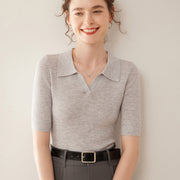 Thin Cashmere Worsted Short‑Sleeve Shirt – Soft, Lightweight & Elegant