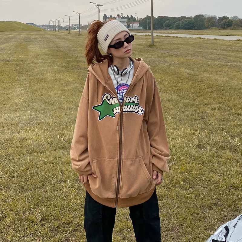 Retro Distressed Embroidered Hooded Cardigan Sweater