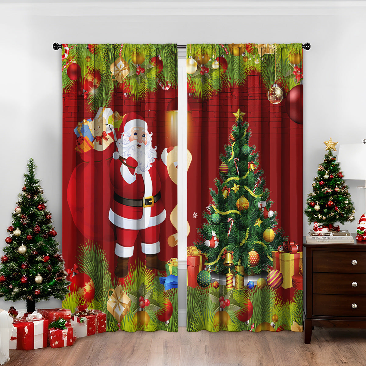 3d Digital Printed Christmas Curtains