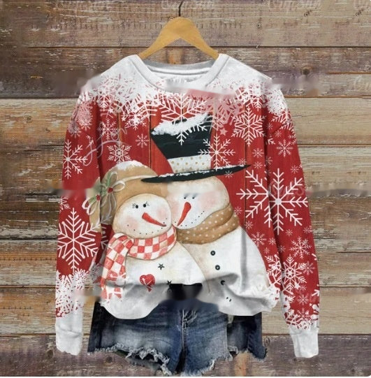 Women's Festive Holiday Print Crewneck Christmas Sweater