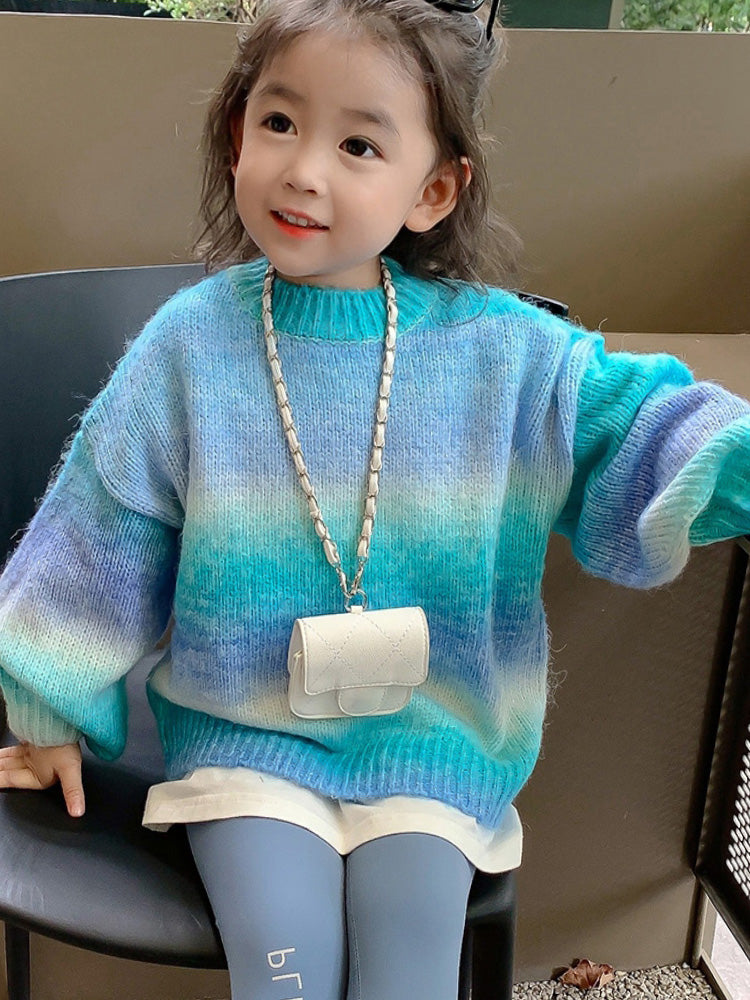 Matching Striped Parent-Child Knit Sweater Coat