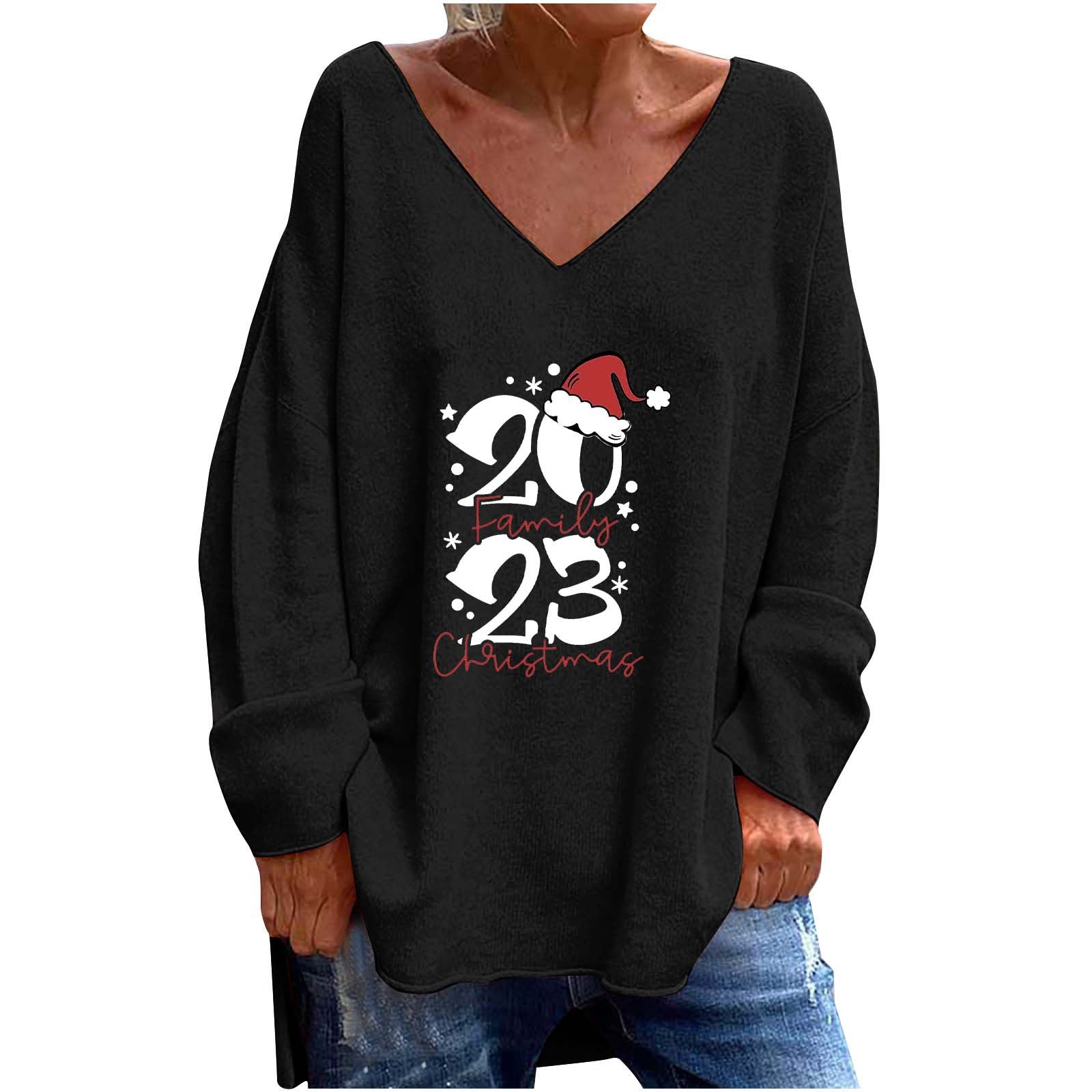 Women's V-Neck Loose Casual Long Sleeve Top