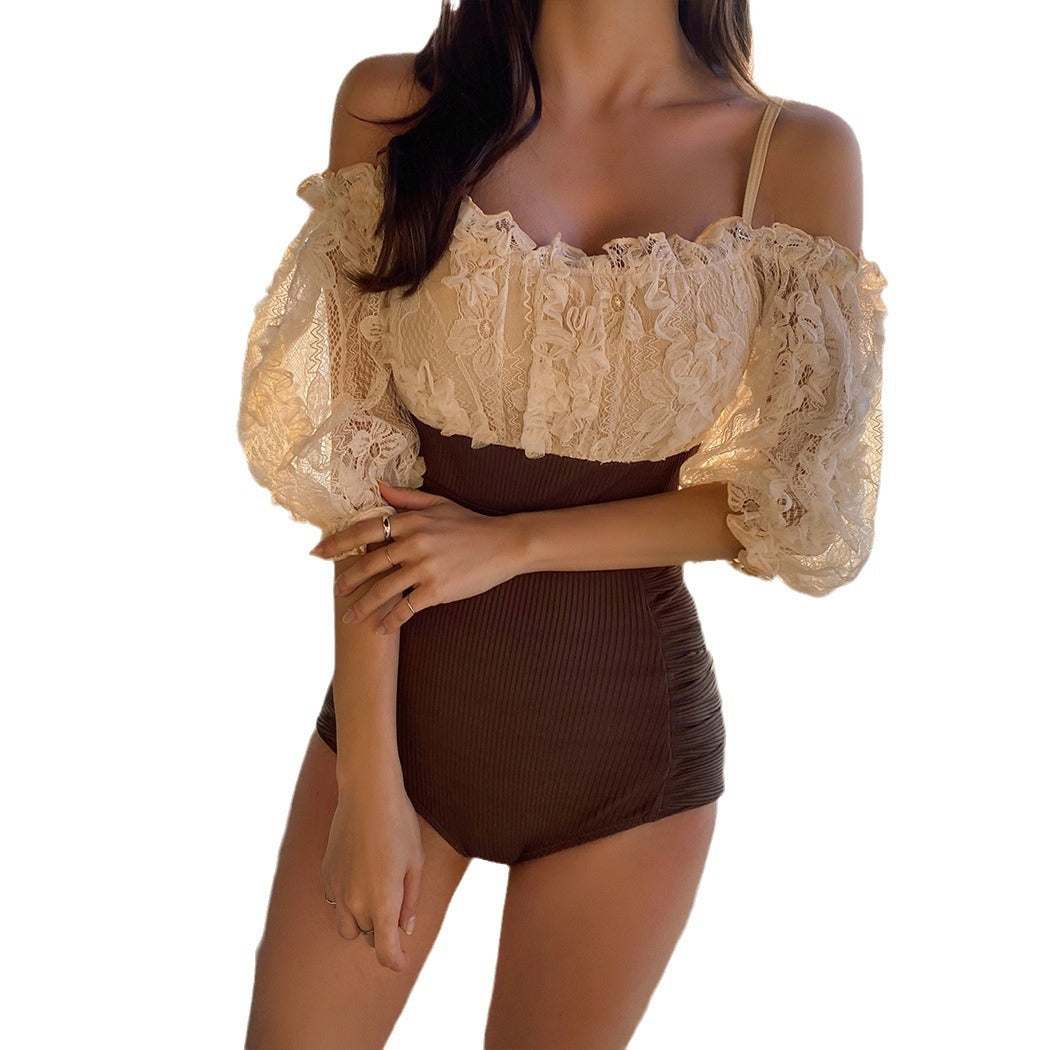 Off-Shoulder Slimming One-Piece Swimsuit
