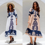 Womens Casual Printed Drawstring Dress