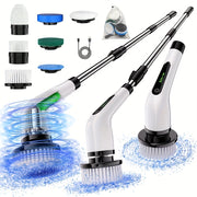 Electric Spin Scrubber Cordless Cleaning Brush, with Battery Level Display, 7 Replaceable Heads, Dual-speed And Detachable Telescopic Handle, Suitable for Kitchen, Living Room And Bathroom