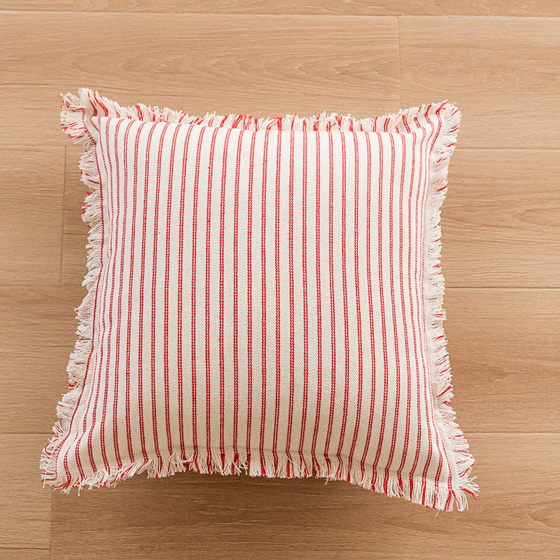 Striped Tassel Pillow Cover - Modern Home Office Decor