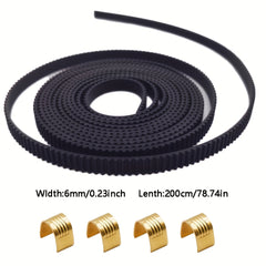 78.74‑inch (2 m) 6 mm GT2 Timing Belt with 4 Sleeves – Compatible with Ender 3, Ender 5, CR‑10 series