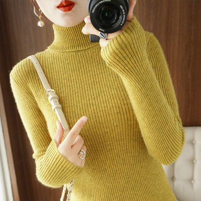 Autumn and Winter Women's Slim-fit Pullover Knit Sweater for Layering