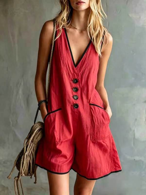Casual Loose-Fit Button-Down Women's Jumpsuit