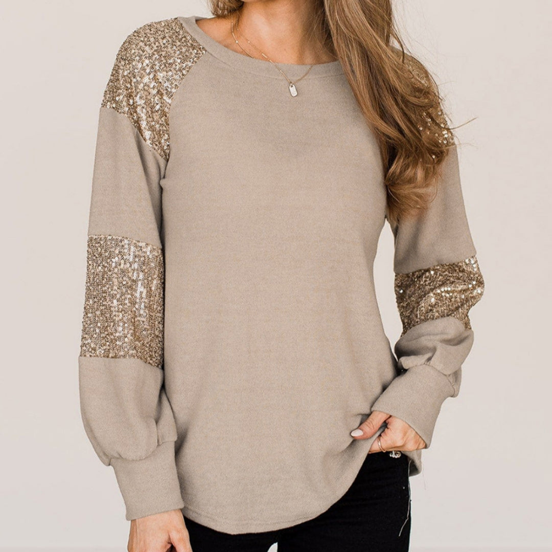Women's Sequin Crewneck Long Sleeve Pullover Sweatshirt