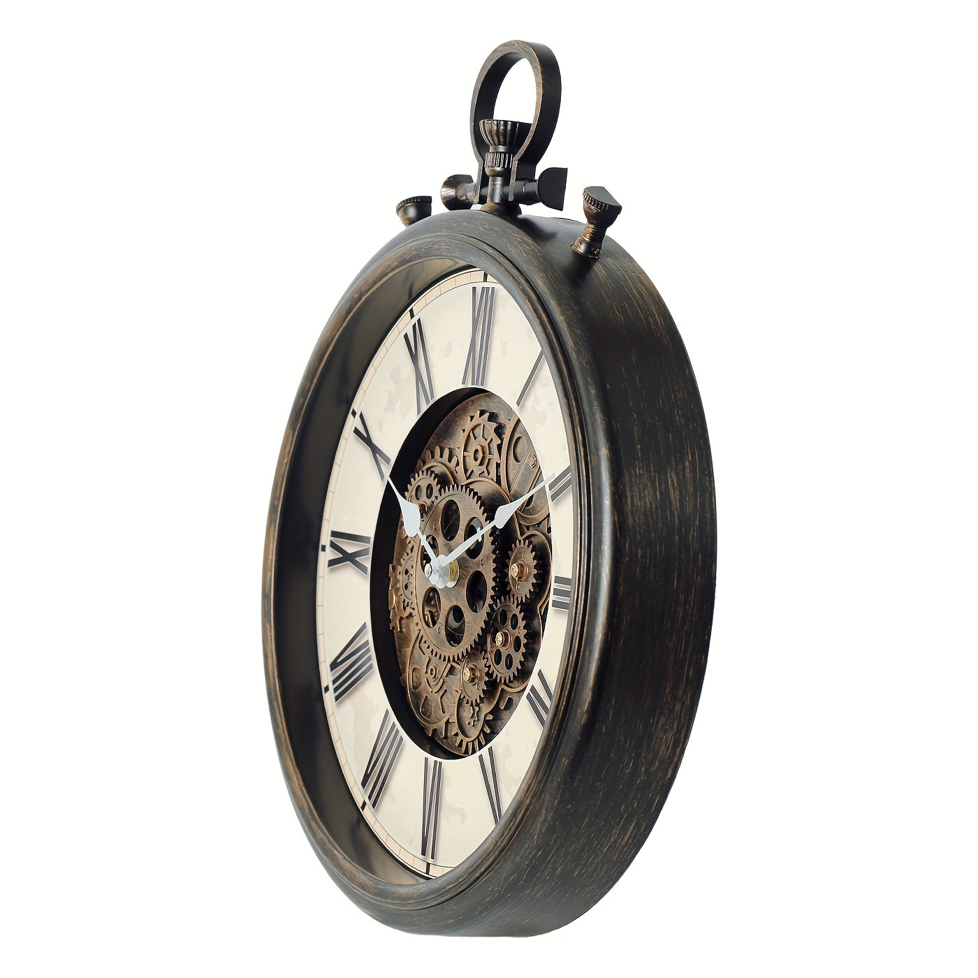 TIMESS Large Wall Clock Home Decor, Real Moving Gears, Vintage Steam Style, Roman Numerals Pocket Watch Design, Art Decoration, Suitable Room And Living Room Decoration, Best Choice for Gifts
