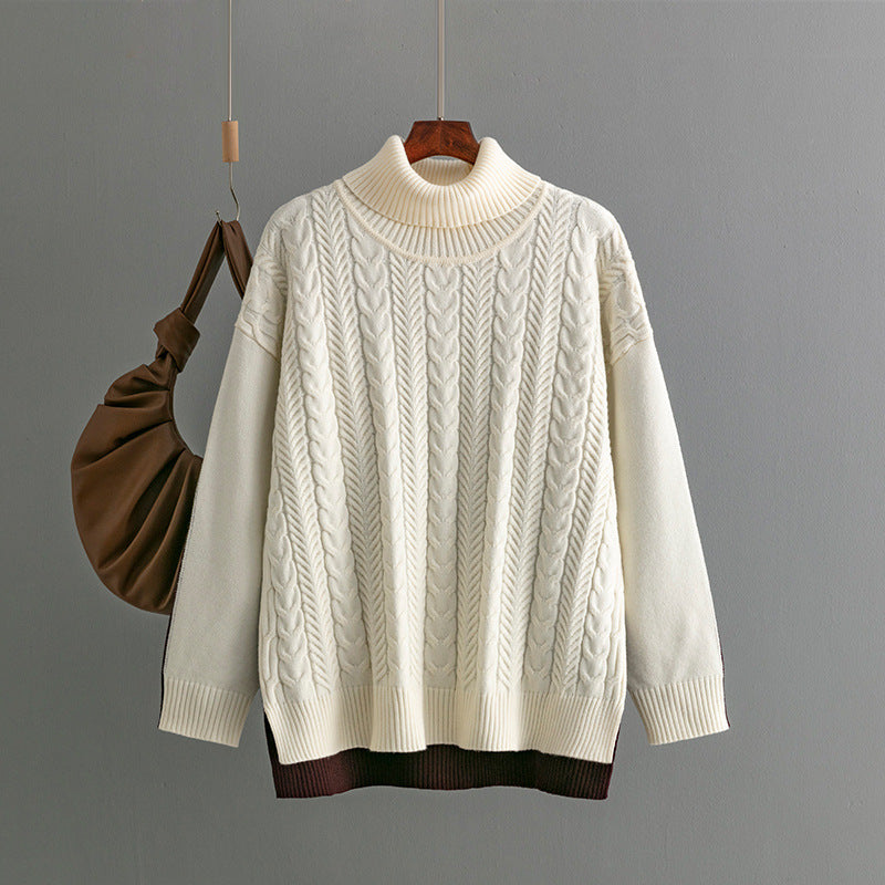 Two-tone Patchwork Jacquard Loose Western-style Slimming Top for Women