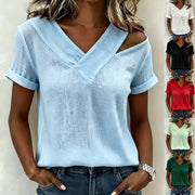 Elegant Off-the-Shoulder V-Neck Top for Women