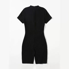 Chic Slim-Fit Short Sleeve Zip Jumpsuit