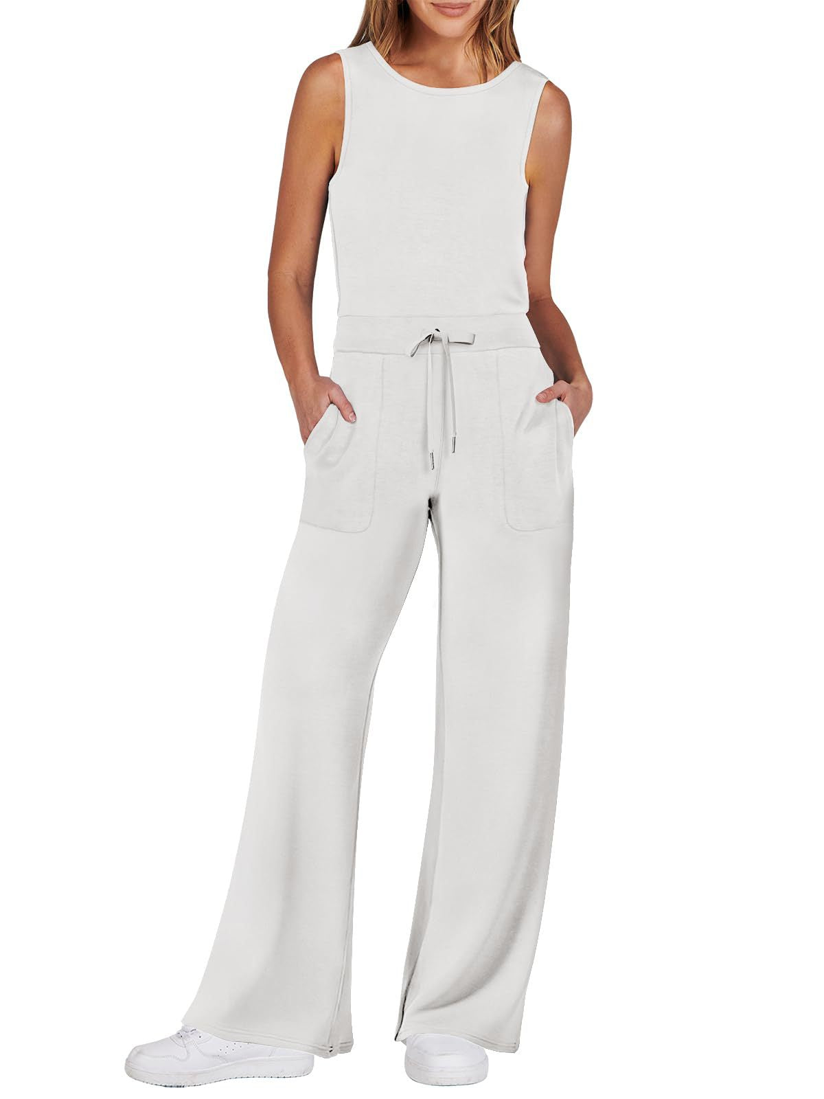 Slimming Sleeveless Casual Jumpsuit with Pockets