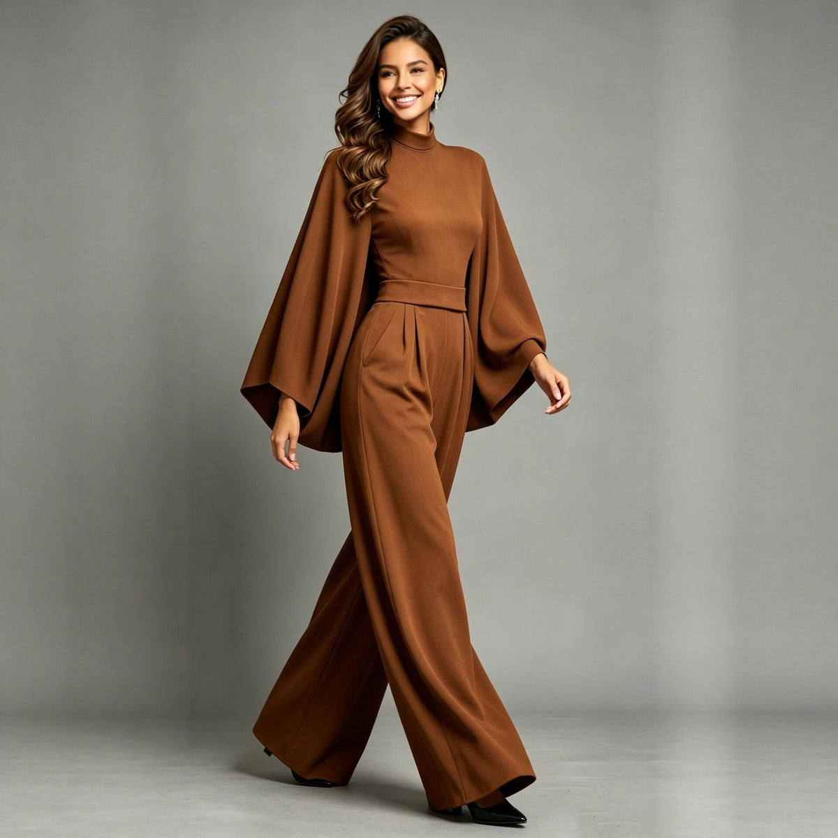 Womens Relaxed-fit Fashionable Long-sleeve Jumpsuit