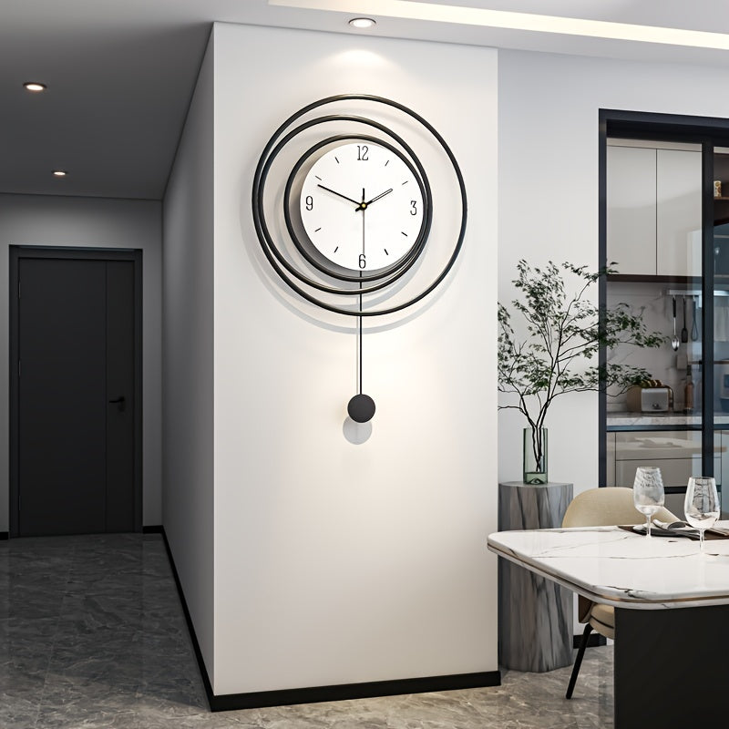 [Silent Metal Clock] Silent Large 28" x 18" Modern Minimalist Metal Wall Clock - Battery-Powered Decorative Clock for Living Room, Kitchen, Bedroom, Dining Area & Office