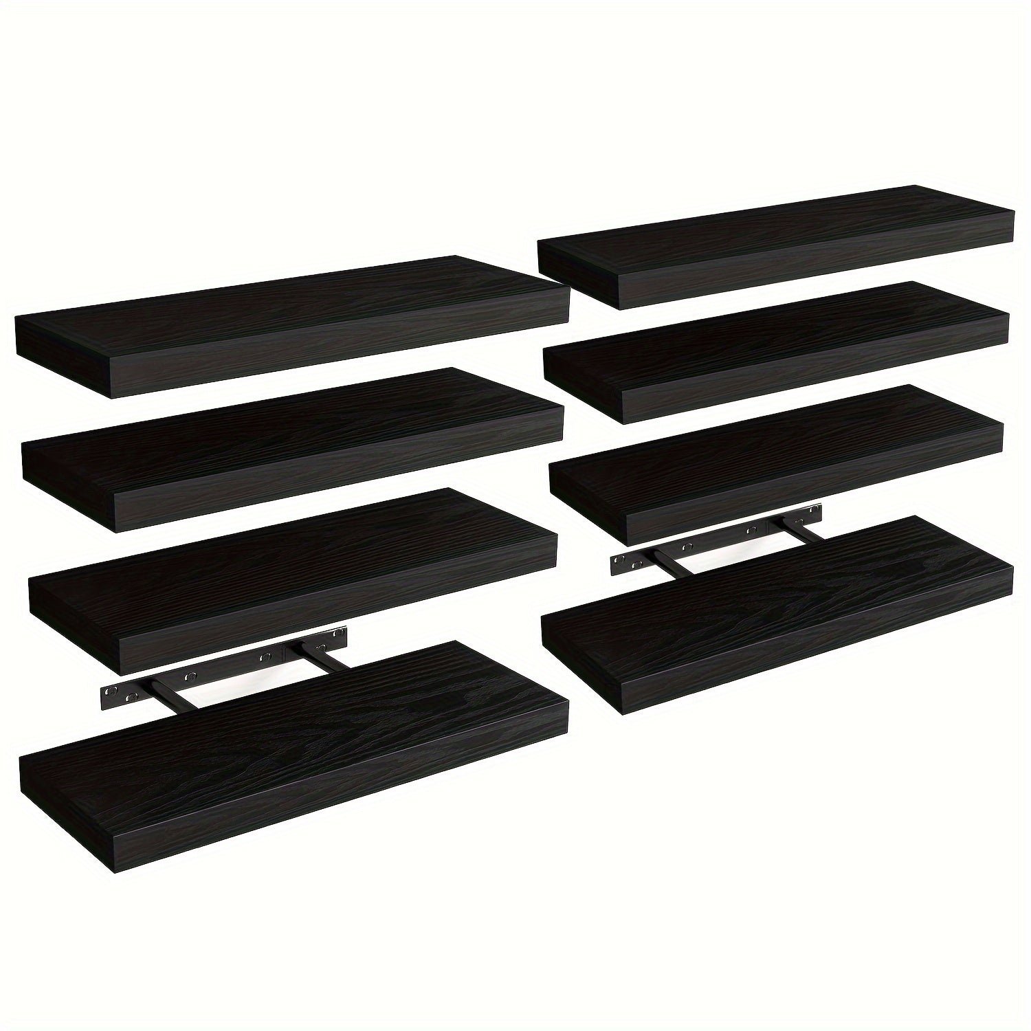 Rustic floating wall shelves with invisible brackets in brown or black finish