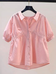Chic Women's Puff Sleeve Chiffon Top Casual Shirt