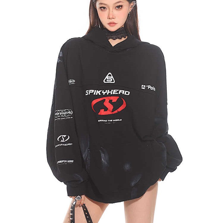 Cozy Letter Print Loose Hooded Sweatshirt