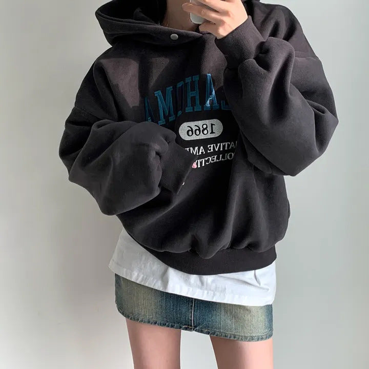 Cozy Embroidered Velvet Padded Pullover Sweater
