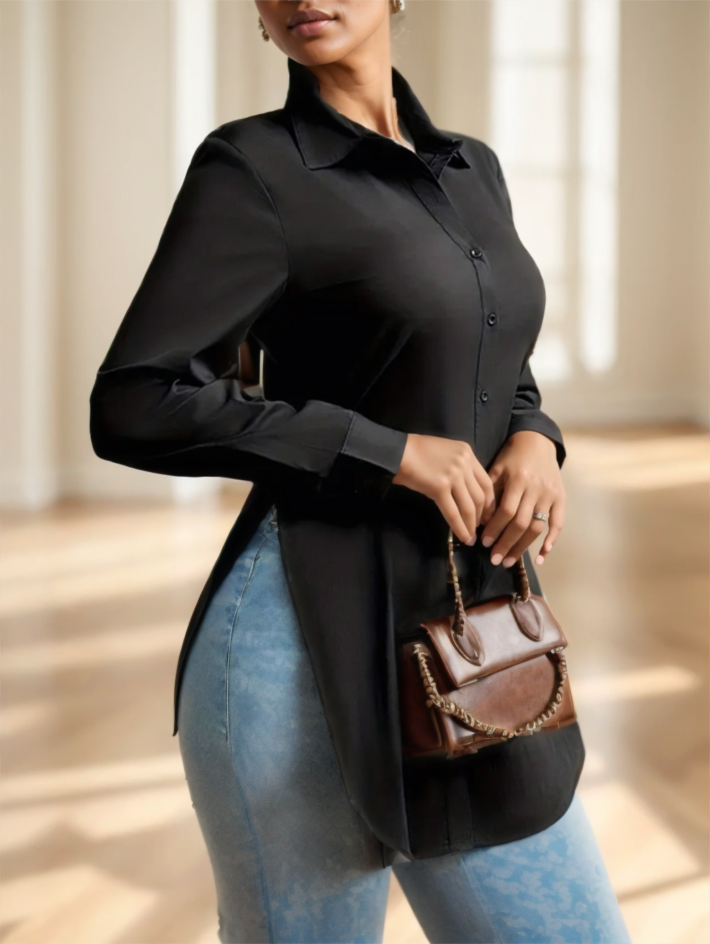 Split Button Front Shirt