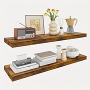 Set of 2 wall-mounted floating shelves with hidden brackets, 31.5 inches