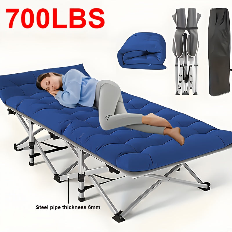 1 X 75 Inch Folding Bed, Camping Bed, Portable Folding Guest Bed with Mattress, 700-Pound Capacity, Adult Bed for Outdoor Travel, Poolside, Patio, Terrace, Camping