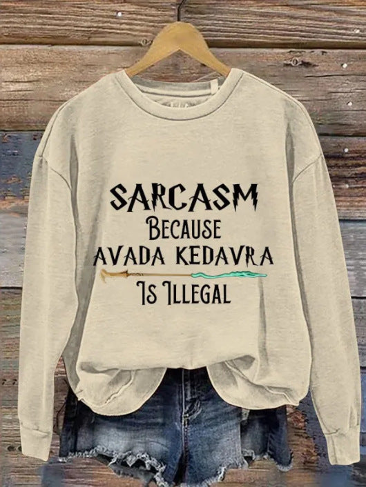 Women's 3D Print Letter Pullover Sweatshirt