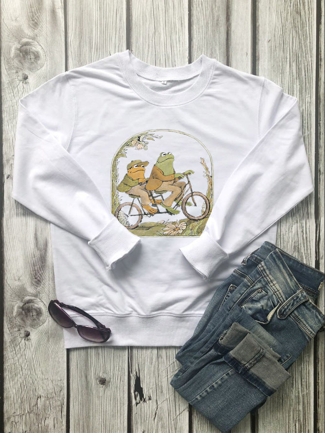 Cute Frog & Toad Casual Cotton Pullover Sweatshirt