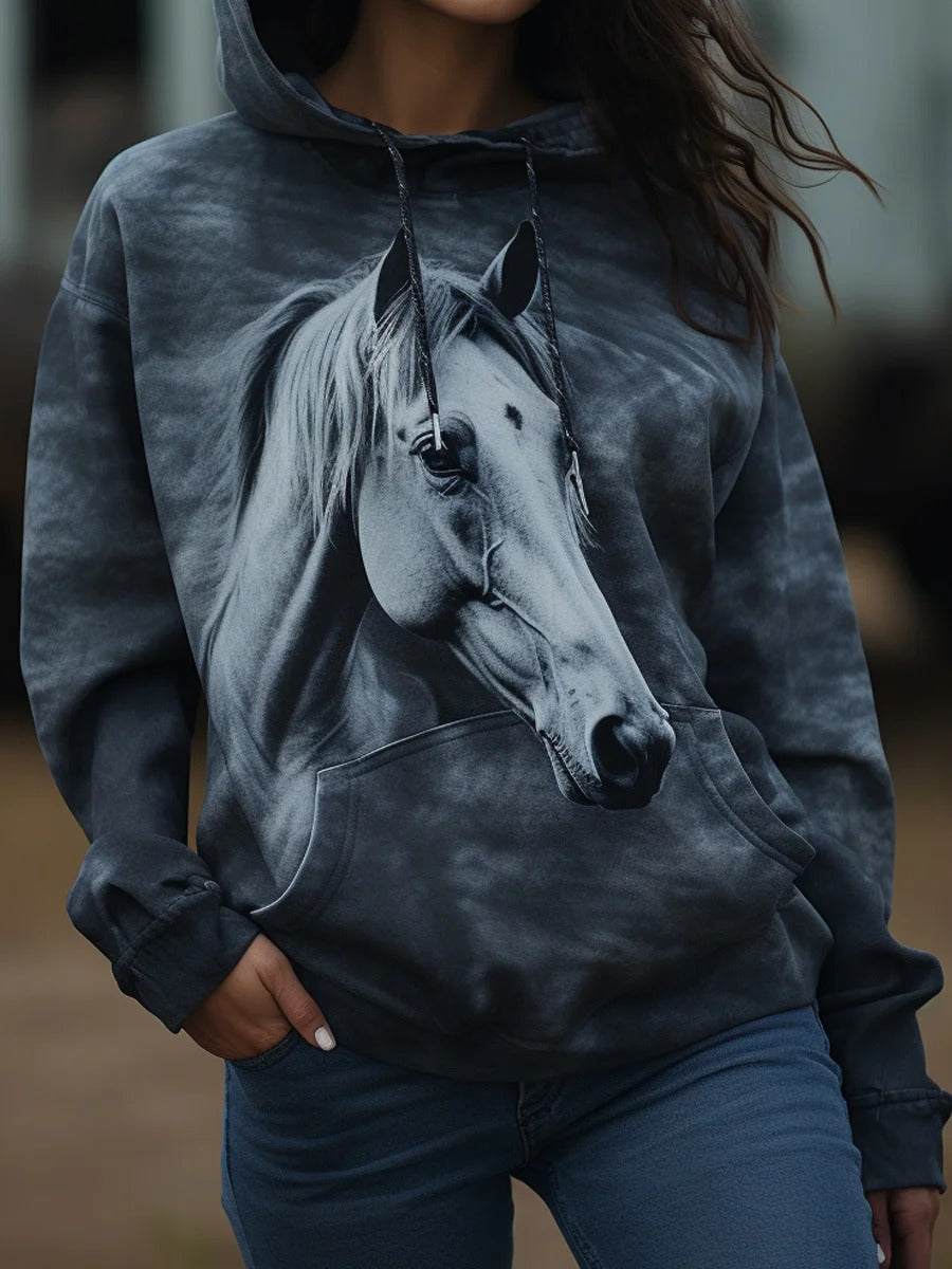 Cozy Loose Fit Hooded Long Sleeve Pullover Sweater
