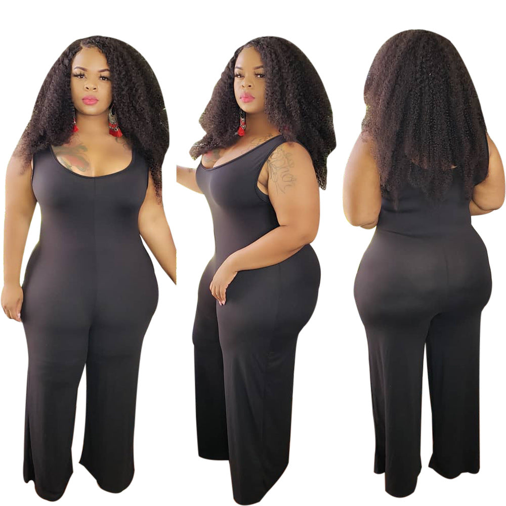 Round Neck Sleeveless Wide Leg Pants One-piece Nightclub Uniforms