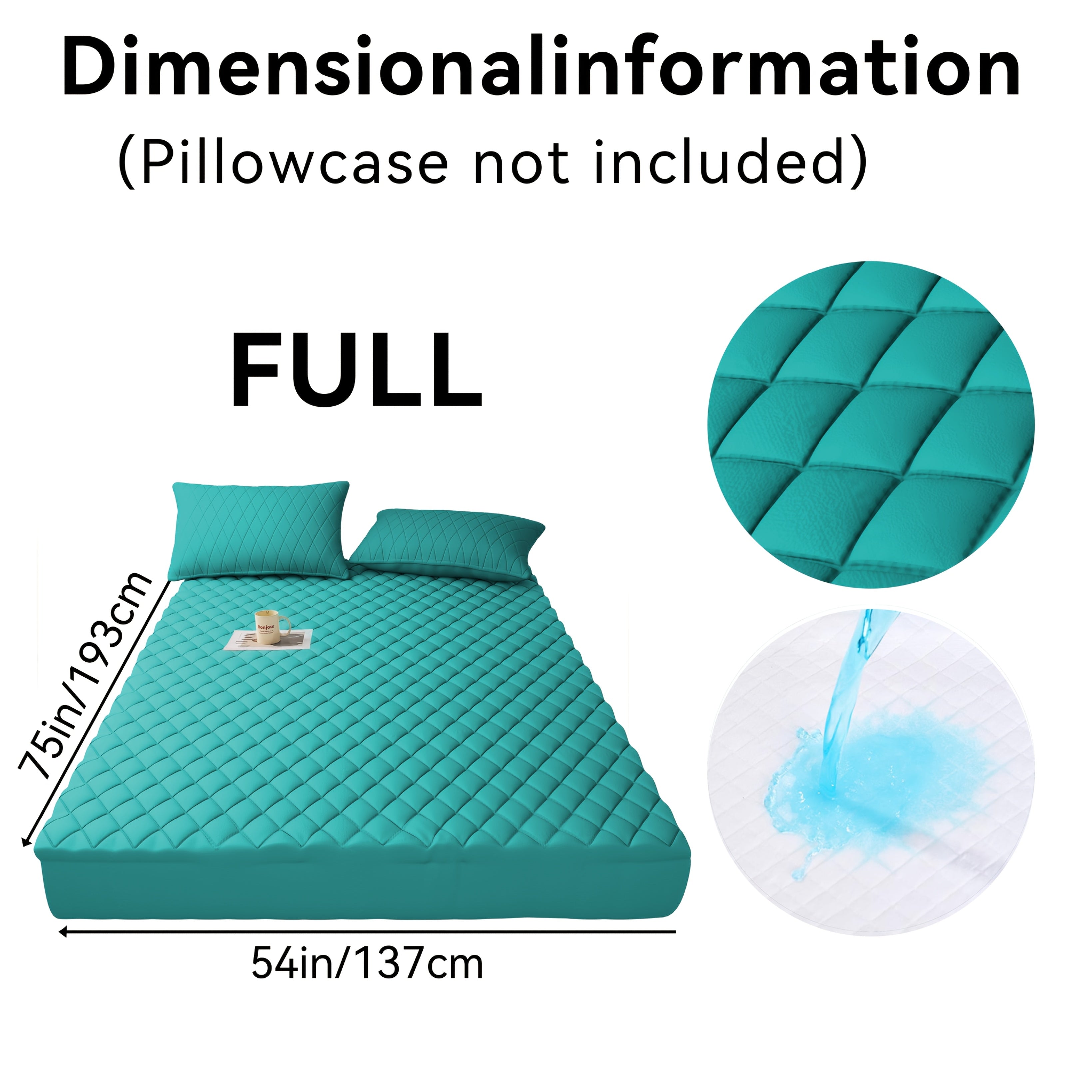 Waterproof Mattress Protector Quilted Thickened Comfortable Bedspread Layer with Deep Pocket Design, Warm Breathable Bedding for Bedroom Guest Room Hotel, Great for Holiday Gifts Black Friday And...