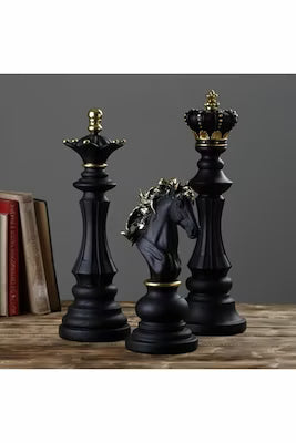 Decorative Polyester Chess King Sculpture 30x9cm