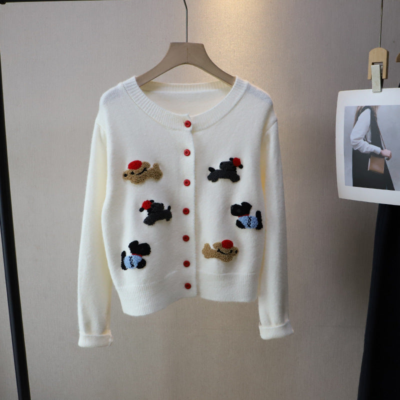 Korean Style Women's Round Neck Cartoon Sweater