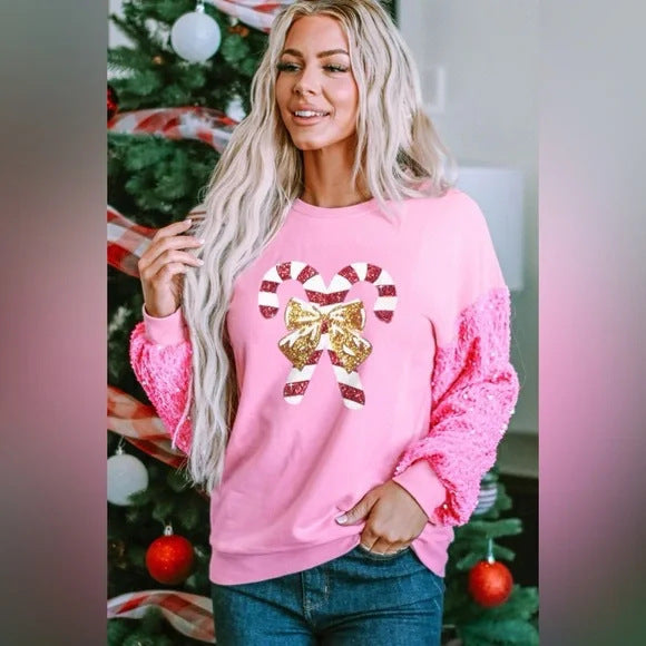 Women's Festive Sequin Padded Christmas Sweatshirt