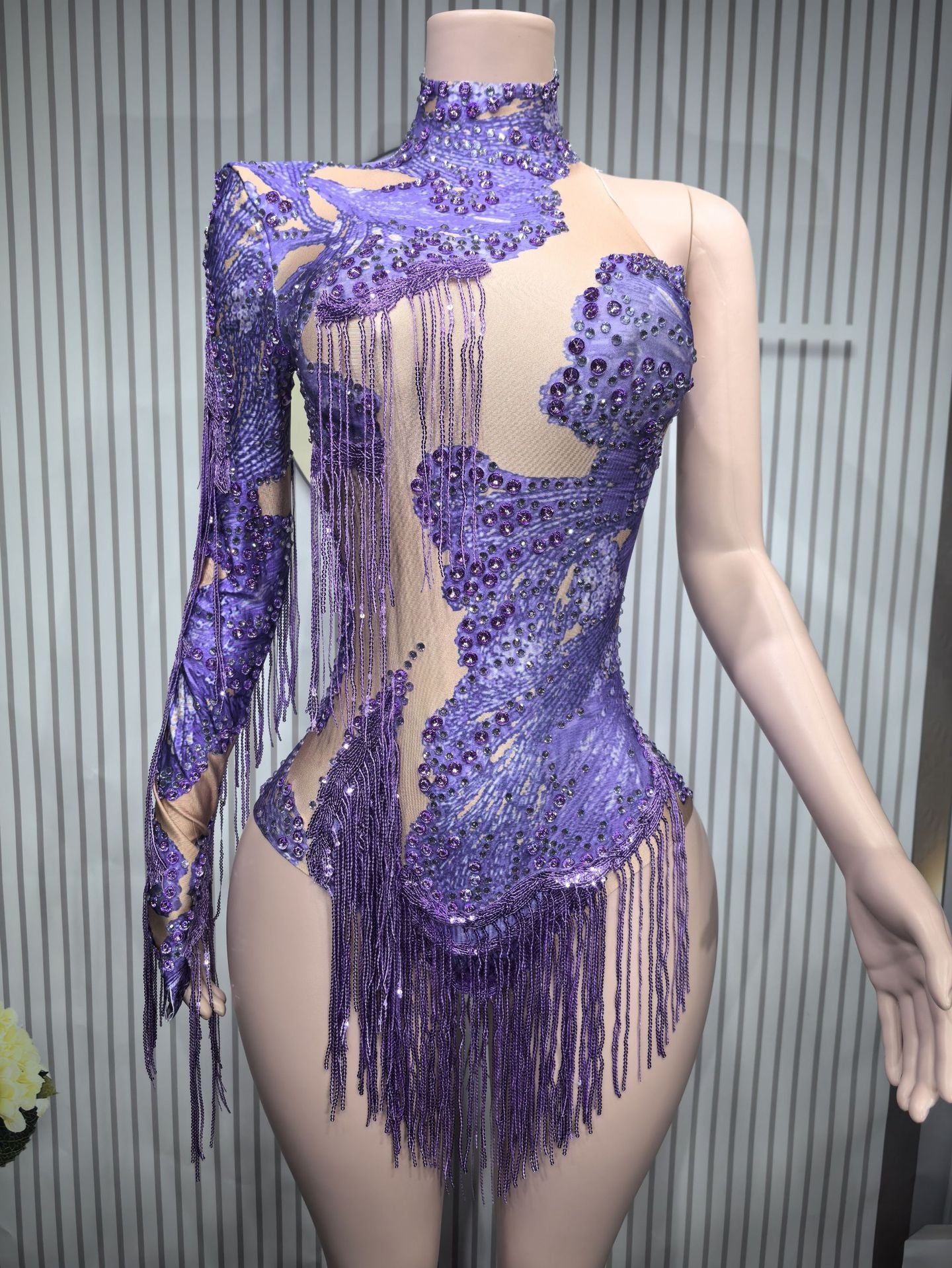 Chic Tassel Long-Sleeve High-Waist Jumpsuit