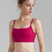 Double‑Strap Semi‑Fixed Sports Bra, U‑Shaped Back, High‑Stretch Yoga Vest
