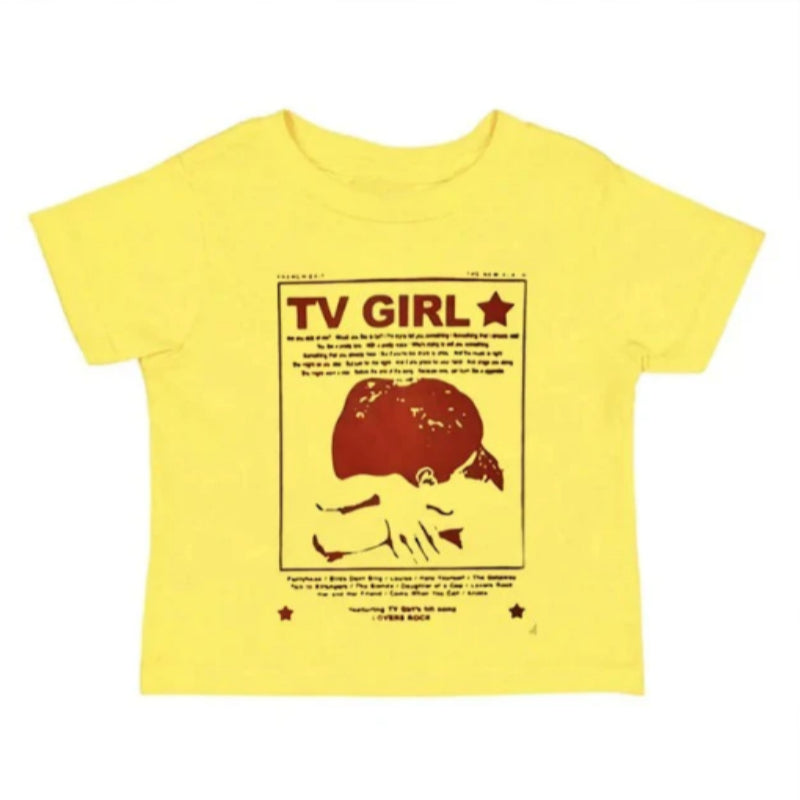 Y2K Yellow Baby Tee – Trendy, Soft Cotton Short Sleeve