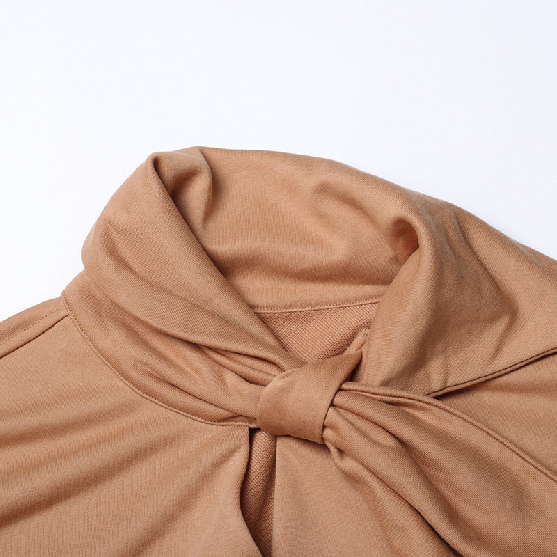Women's Loose Scarf Collar Irregular Long Sleeve Sweatshirt
