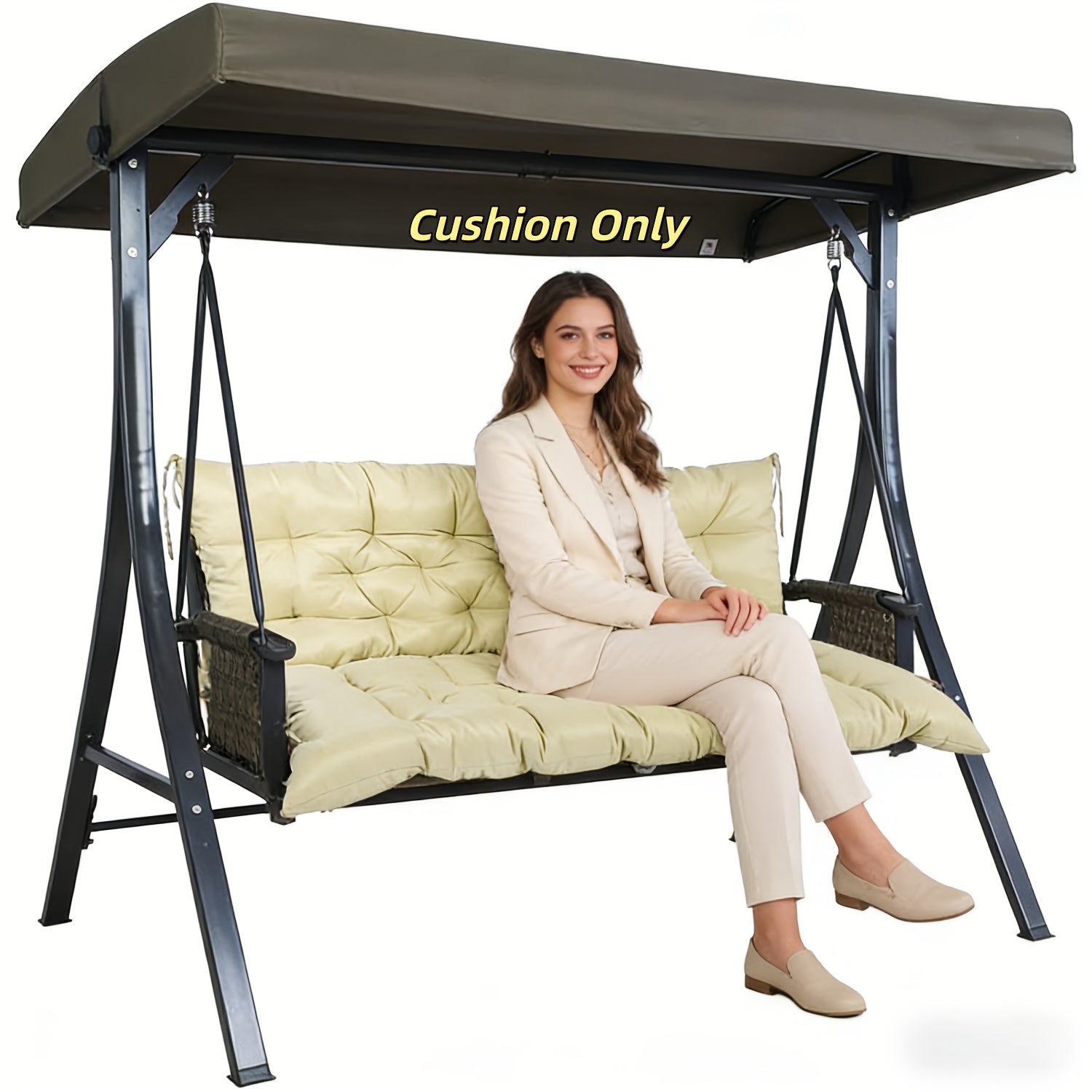 Replacement Cushions for 2-3 Seater Swings, Thick 4" Outdoor Porch Cushions, Waterproof Bench Cushions with Back Support for Garden Furniture