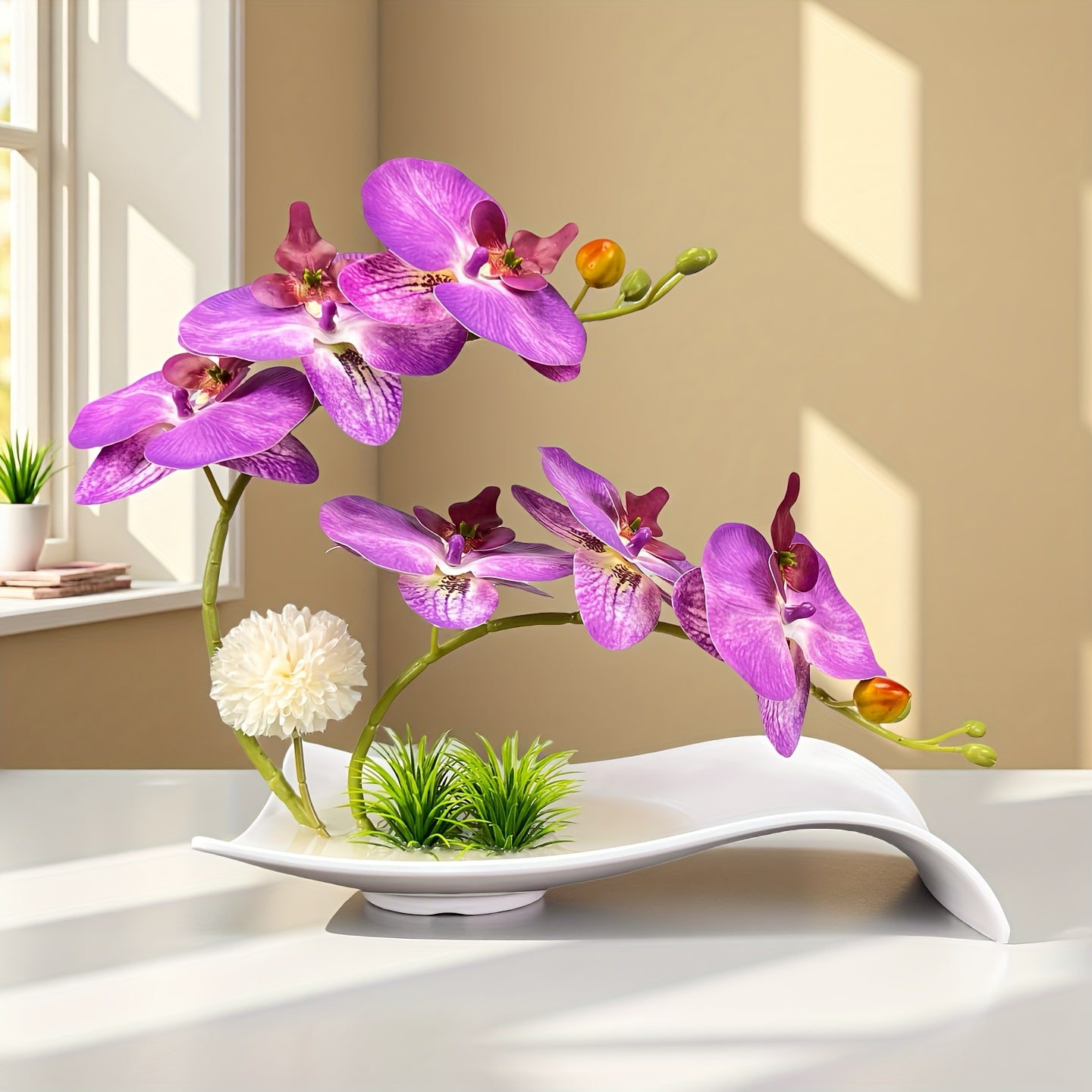 Artificial Phalaenopsis Orchid Potted Plant, Indoor Decor, Preserved Flower Arrangement, Fake Orchid Potted Plant, Orchid Potted Plant, Decorative Floral Arrangement, Living Room Tabletop, Home…