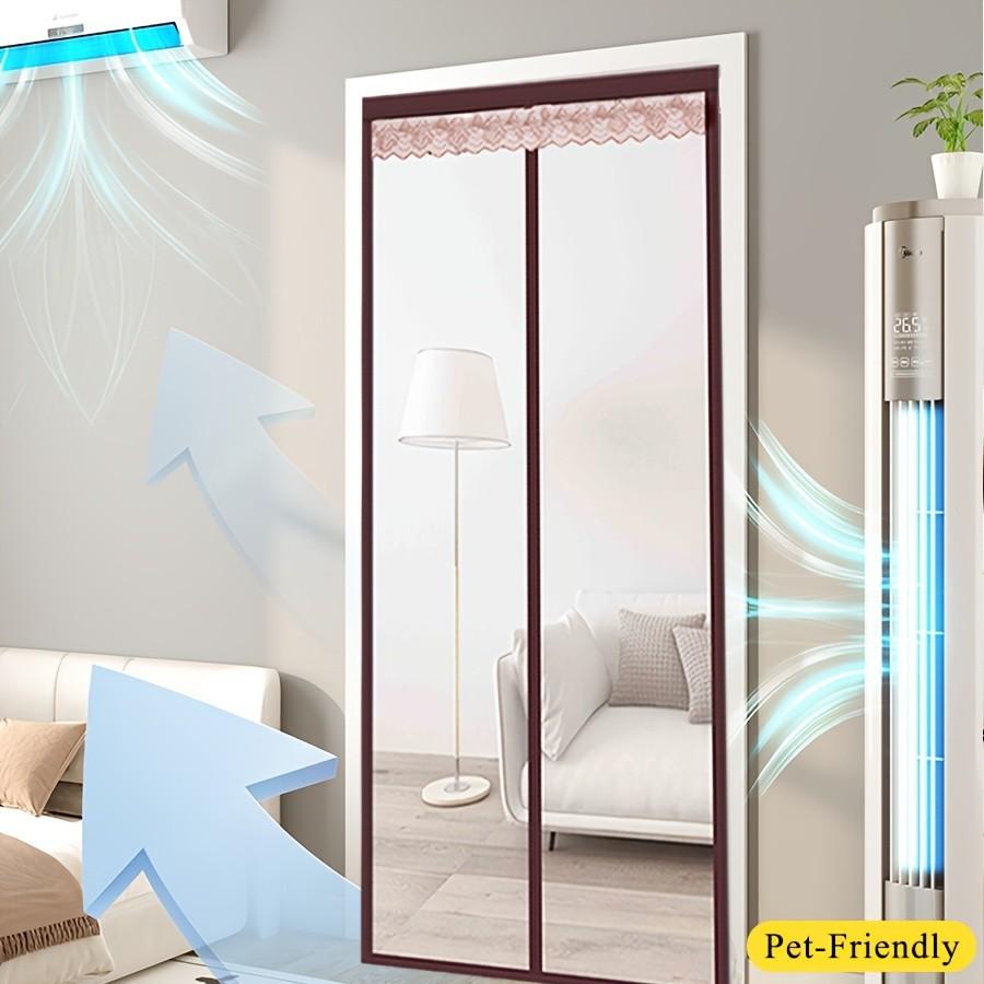 Summer Heat Insulation Magnetic Eva Door Curtain, Block High Temperature Keep Indoor Cool, Self Closing Windproof Energy Saving Anti Mosquito Screen Curtain for Household Indoor Door
