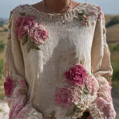 Womens Round-neck Sweater for Fall and Winter Fashion-forward Style