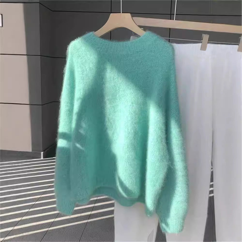 Thickened Cozy Mohair Sweater for Women in a Relaxed Laid-back Style for Fall and Winter