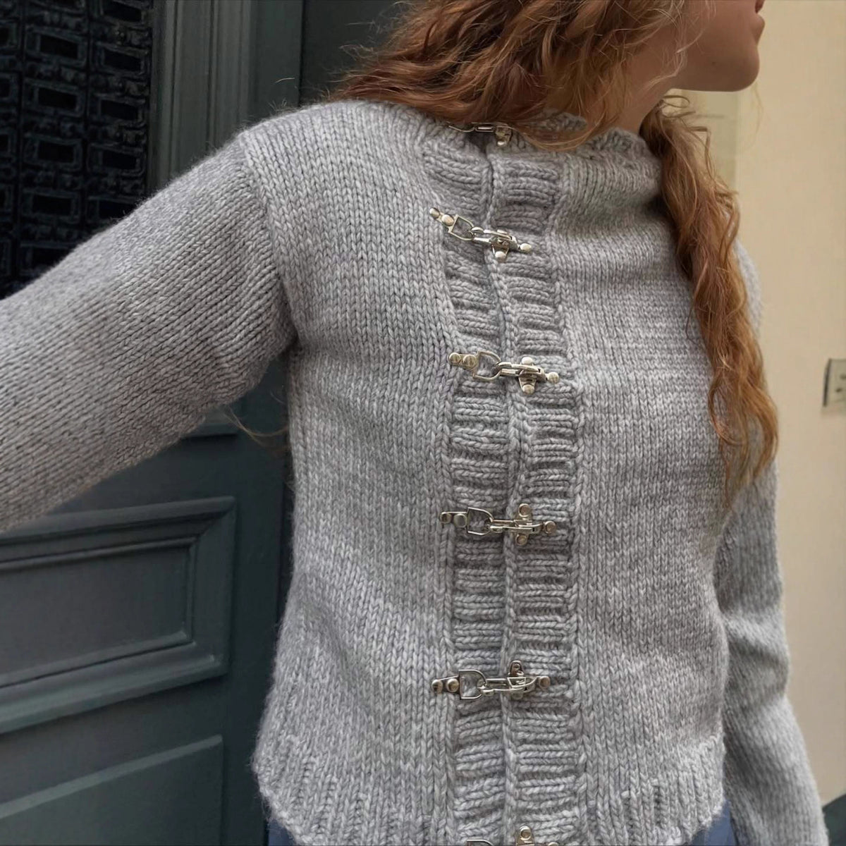 Handmade Airplane-button Cardigan Sweater for Warmth Casual and Slim-fit